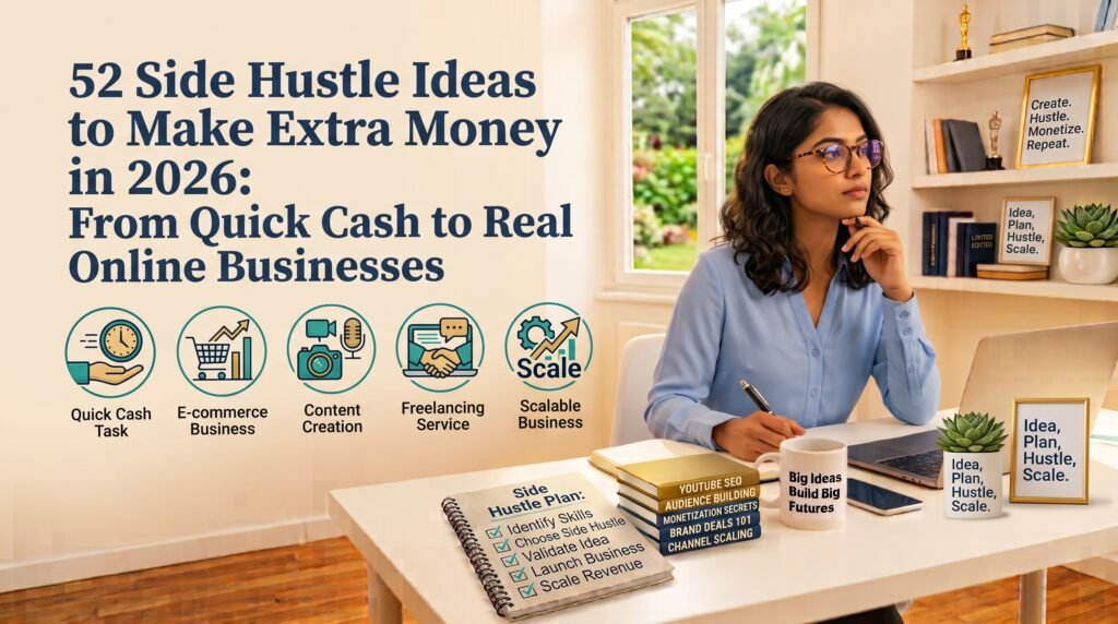 52 Side Hustle Ideas to Make Extra Money in 2026: From Quick Cash to Real Online Businesses